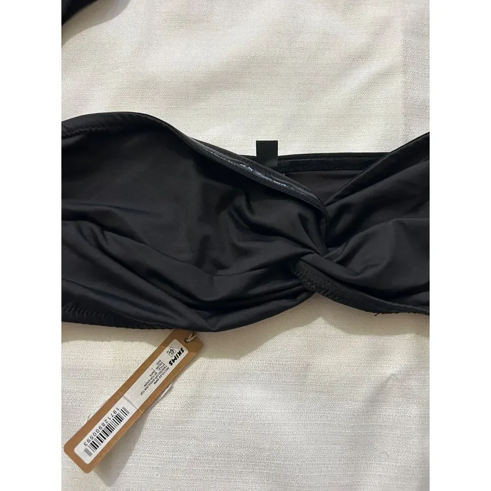 Skims NWT Recycled Swim Twisted Off -Shoulder Top Black Size Large